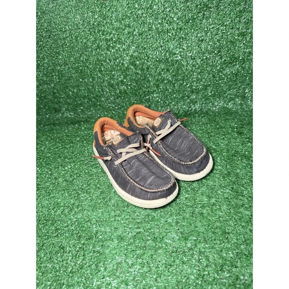 Hey Dude Wally Toddler Size 10C Grey Canvas Jersey Slip-On Loafers Casual Shoes